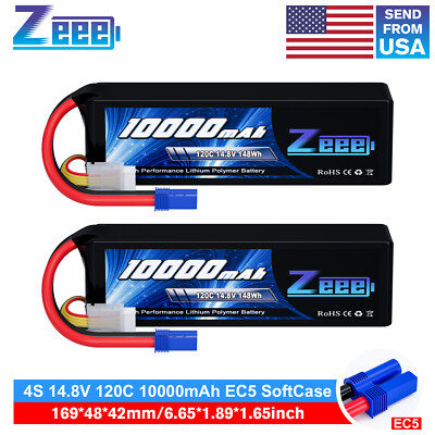 #ad 2x Zeee 4S Lipo Battery 10000mAh 14.8V 120C EC5 for Xmaxx RC Car Truck Tank $129.59