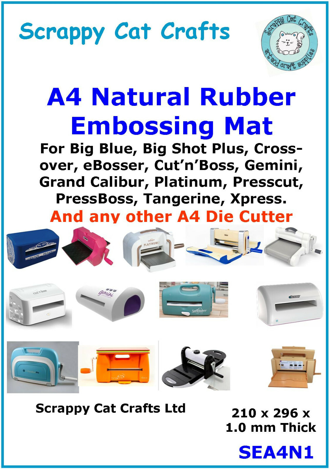 A4 Rubber Embossing Mat for Grand Calibur & Other Die Cutting Machines SEA4N1 10