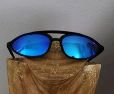 Vintage Bolle Sunglasses 714 Black Frames w Blue Mirror Lenses with case