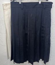 Vintage Mondi Pleated Navy and Cream Skirt Euro 42 Bundle x2 EUC