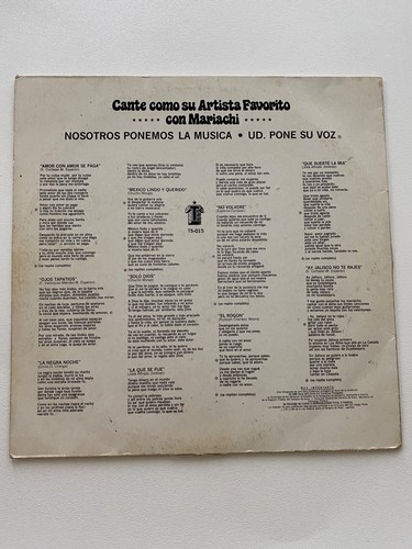 Cante Como Su Artista Favorito Con Mariachi Vol 9 LP Mariachi Karaoke VG+ Vinyl - Picture 2 of 7