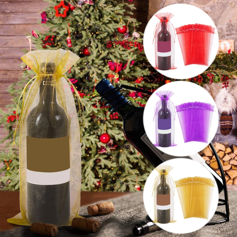 30 Pack Organza Wine Bottle Gift Bags w/ Drawstring For Wedding Party Favour New - Image 2 of 4