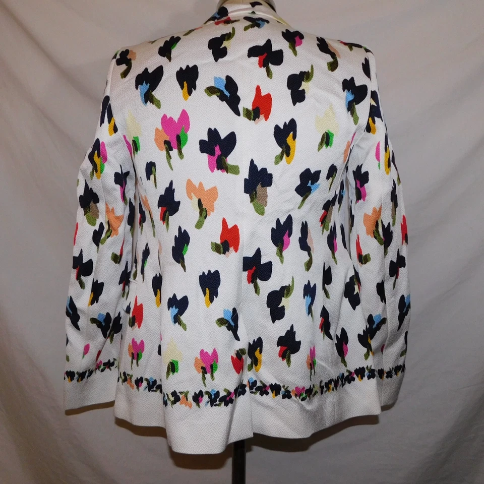 New ESCADA Womens Sz 40 10 Floral Print Multicolor Blazer Cotton Blend - Image 4 of 4