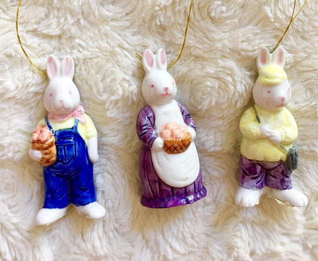 Set 3 Vintage Silvestri Rabbit Bunnies Porcelain Ornaments 3 Inch eBay