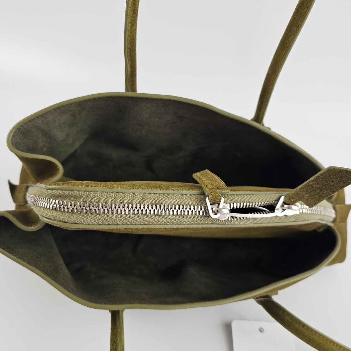 THE ATTICO La Passeggiata Small $1590 Khaki Suede Top Handle