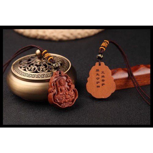 1pc Mahogany Year of The Amulet Necklace Manjusri Sage Pendant for Safety - Picture 5 of 10