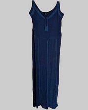 *Atmosphere* Ladies Full length Navy Boho Dress w. Crochet straps & trim - 20