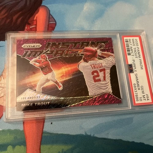 2020 Panini Prizm Mike Trout Instant Impact Purple shimmer 3/7 psa 10
