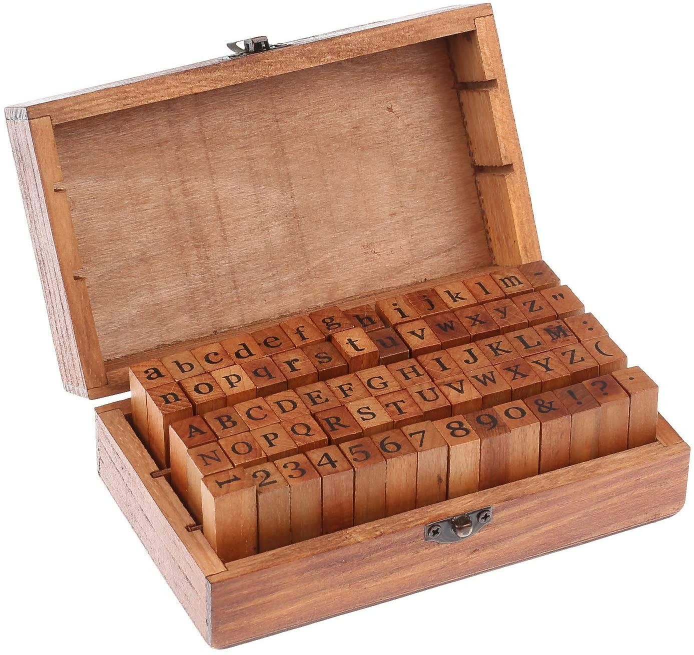 Jeu de timbres alphabet 70 pièces en bois avec lettres et chiffres pour marquage