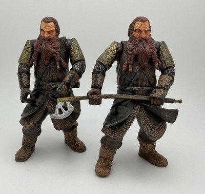 2002 Lord Of The Rings Gimli Loose Action Figure Lot (X2) W/ 1 Axe - Damaged