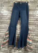 Cowgirl Hardware Girls 8 jeans denim Flare Serape BellBottoms WideLeg westernNWT