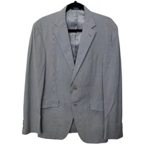 Hart Schaffner Marx Made in USA Light Blue and White lines Men's Suit Size 40 R