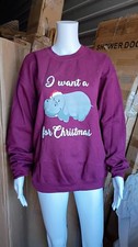 Unisex Adult Maroon I Want A Hippopotamus For Christmas Size Large
