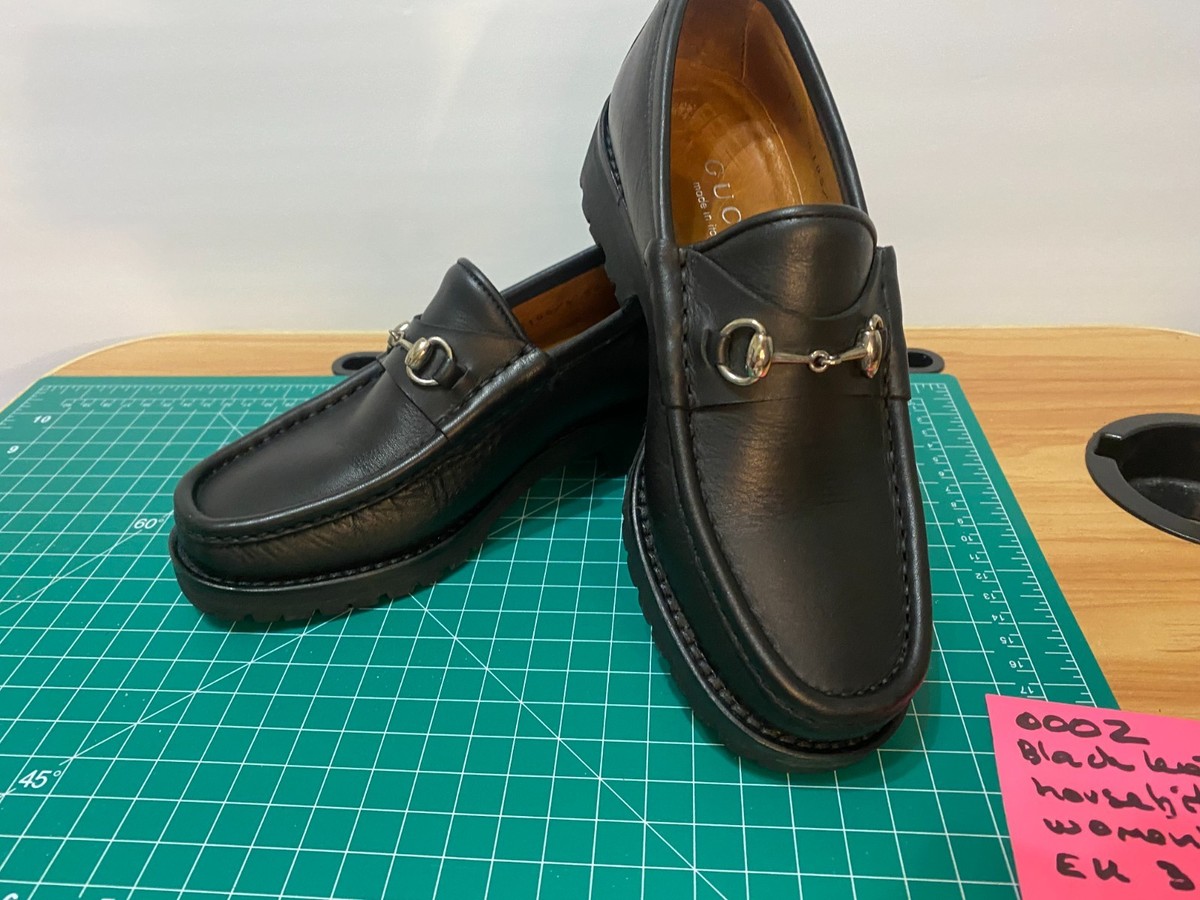 Vintage Gucci Black Laredo Calf Leather Horsebit Loafers - women