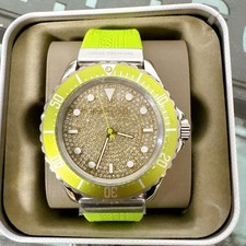 Michael Kors MK7360 Oversized Slim Everest Pav Silver Embossed Silicone Watch