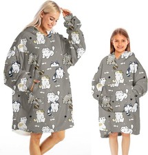 Wearable Blanket Hoodie Adult Kids Christmas Oversized Cozy Throw Hooded Blanket