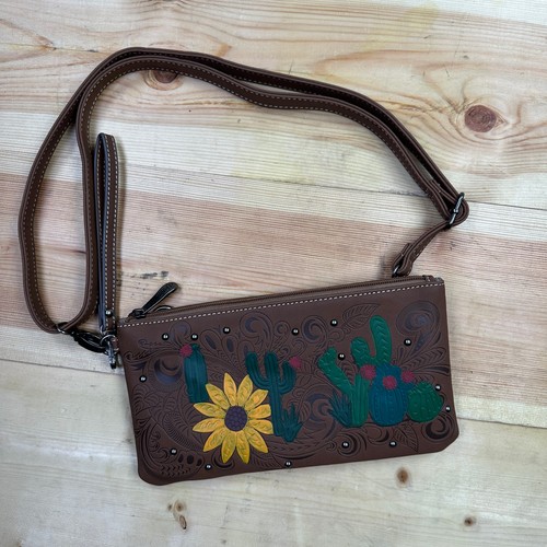 Justin Boots Company Western Tooled Wristlet Crossbody