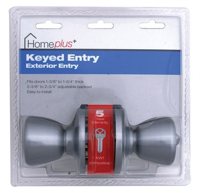 Home Plus LA2102 ANSI Grade 3 Satin Chrome Steel Entry Lockset 1-3/4 Thick in.