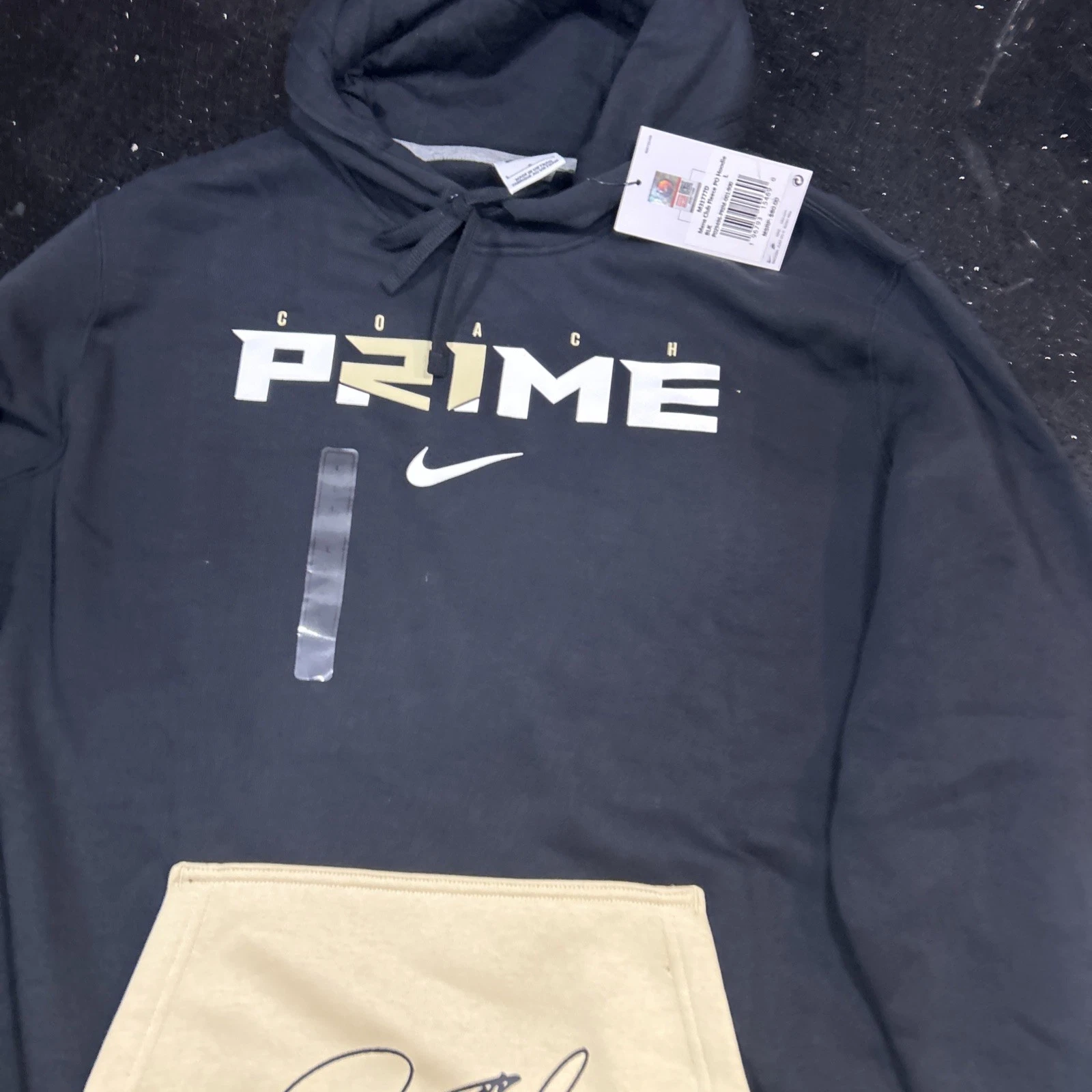Nike Uomo Coach Prime Deion Sanders 2.0 Nero Pullover Firmato Felpa con Cappuccio Large