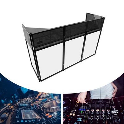 DJ Event Facade Black White Scrim Metal Frame Booth with 23 x73  Flat Table Top