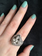 Rare pirat-biker-rocker massive ring, handmade, silver 925, 26 g