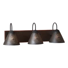 Vanity Light - 3-Light Wood Metal Punched Tin Fixture Espresso "Crestwood"