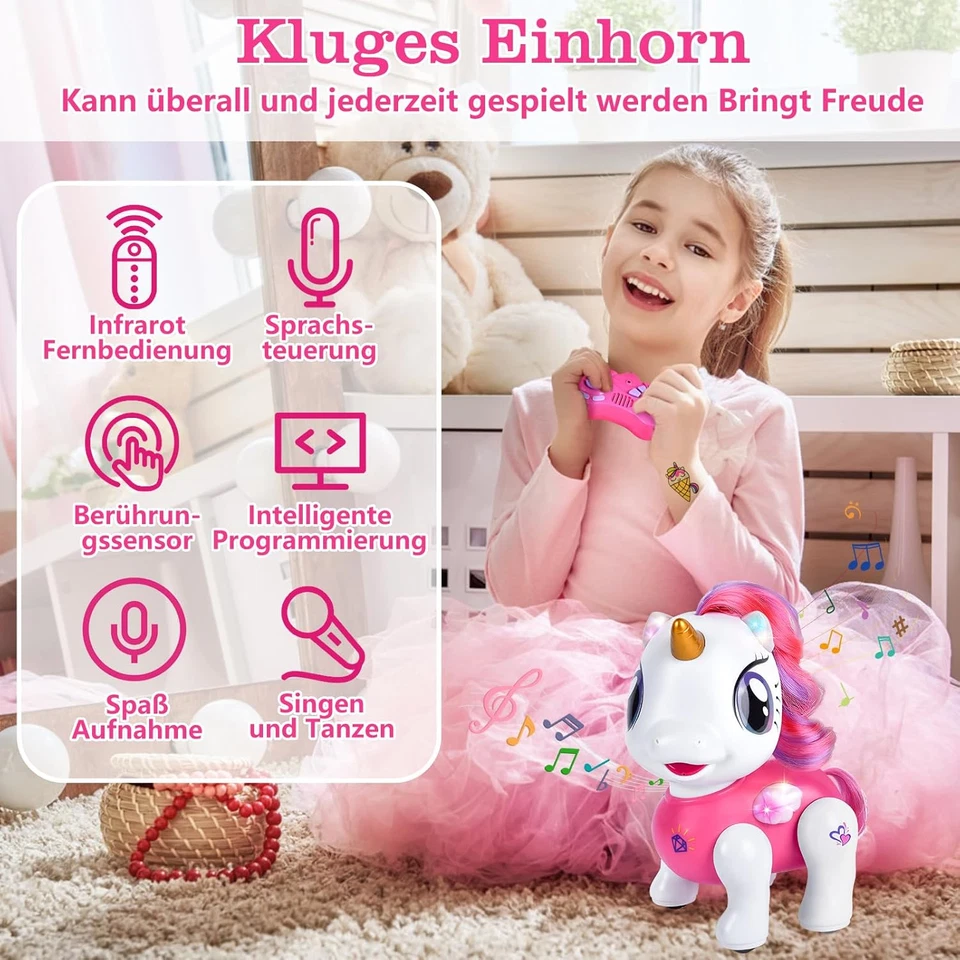 RC Einhorn Roboter für Mädchen, interaktiv & programmierbar – Weihnachtsgeschenk - Bild 2 von 4