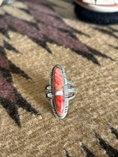 Native American Spiny Oyster Sterling Silver Ring Size 7 Sterling Native Ring
