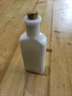 Vintage Small Milk Glass Bottle With Cork - 10.5cm Tall