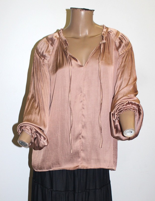 Philosophy Vintage Blouse Champagne Tie Neck Long Sleeve Size XS