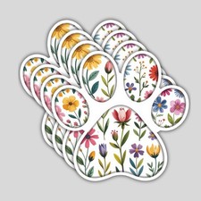 4pcs Dog Paw Floral Stickers   Cute Vinyl Decals for Dog Moms  Pet Lovers