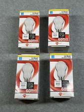 60 Watt A19 LOT OF 4 Energy Star Light Bulb Soft White 2700K 800 Lumen Long Life