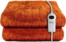 Image of Russell Hobbs Electric Blanket Orange Heated Throw Sherpa & Microfleece 130x180