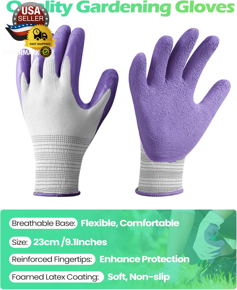 Gardening Gloves Bulk for Women Ladies Breathable Rubber Coated Garden