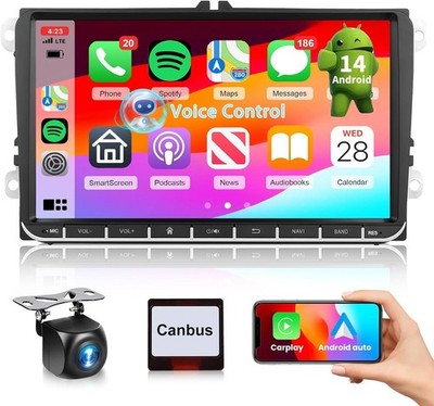 VW Golf 2003-2013 Apple CarPlay 100% PLUG & PLAY Car Stereo Radio 9'' with Camera
