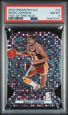 2023 PANINI CROWN ROYALE TEST OF TIME BLUE #12 MAGIC JOHNSON 4/75 PSA 8