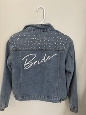 Pearl Bride Denim Jacket Custom Mrs Bride Bachelorette jacket size m