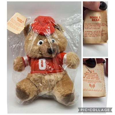 #ad Vintage Whataburger Rook E Bear Plush New In Bag With Tag 8quot; 1986 $3.99