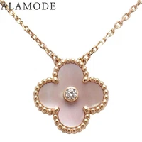 Van Cleef & Arpels Vintage Alhambra Diamond Pink MOP 18K PG Necklace