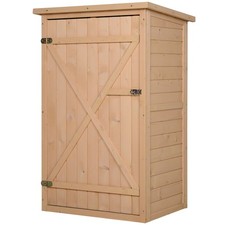 Wooden Garden Storage Shed Small Tool Cabinet Shelves Bolt Latch Outdoor