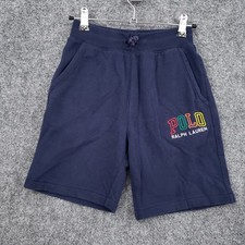 Polo Ralph Lauren Sweat Shorts Boys Small 8 Youth Navy Blue Fleece Drawstring