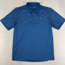 Ariat Polo Shirt Mens Medium Blue Stripe AriatTEK Heat Series Golf Performance