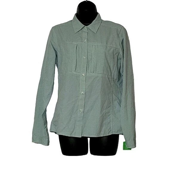 EXOFICCIO Striped Button Down Shirt Long Sleeve Collared Top Hiking Outdoor camp