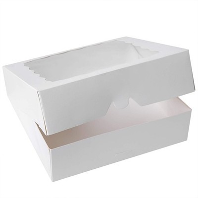 12inch White Bakery Cookie Boxes, 12x12x2.5inch Large Pie Boxes with PVC Wind...