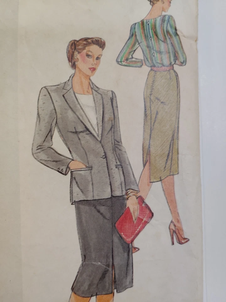 Blazer Jacket Skirt NO BLOUSE 16 Vogue 2405 Sewing Pattern VTG Christian Dior - Image 3 of 4