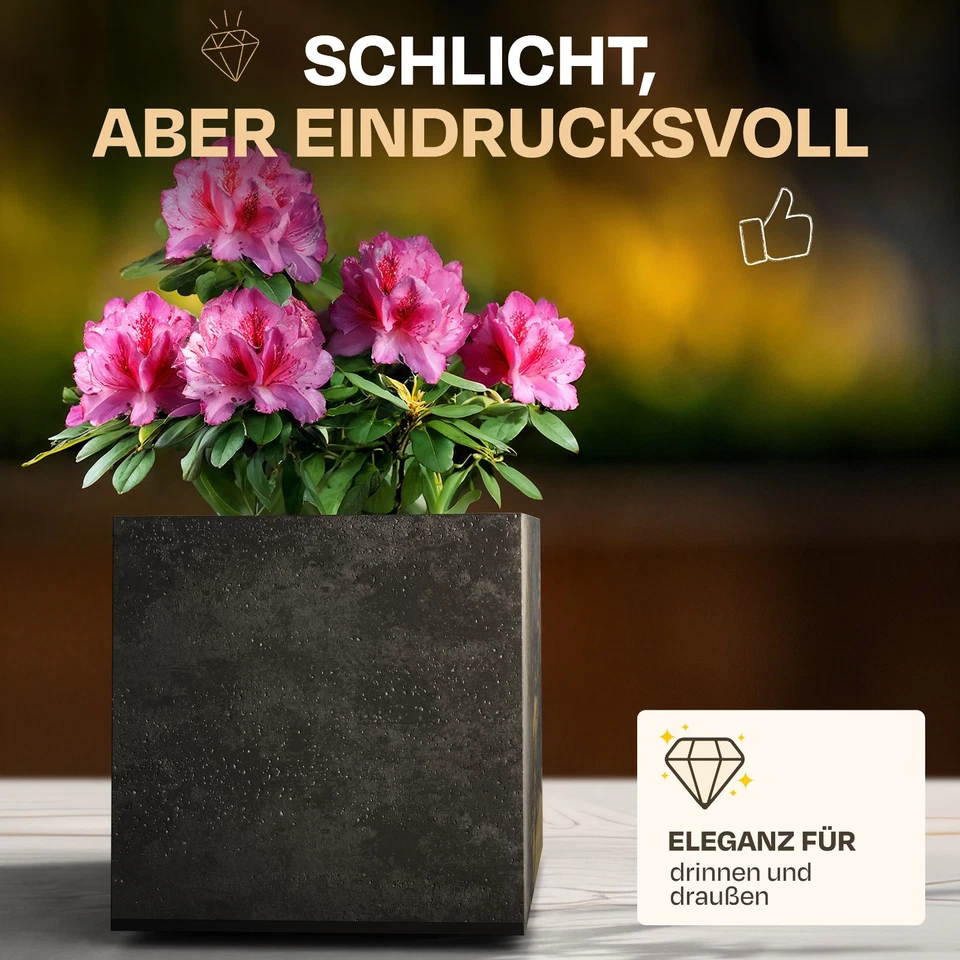 Pflanzkübel Blumenkübel Basalt Wasserspeicher Blumentopf Pflanztopf Steinoptik - Bild 3 von 4