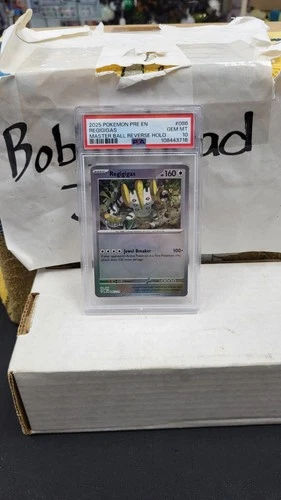 2025 REGIGIGAS MASTER BALL REVERSE HOLO PRISMATIC EVOLUTIONS POKEMON PSA 10 #086