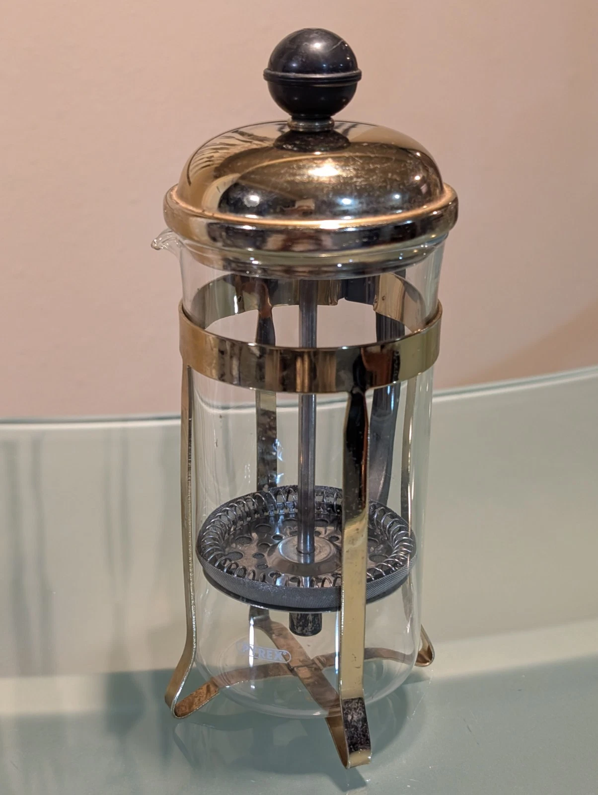 Vintage PYREX French Press Coffee Maker With Plunger Gold Tone Small 7.5"
Opens in a new window or t