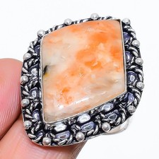 Sunstone Gemstone Handmade 925 Sterling Silver Jewelry Ring Size 9.5 q134