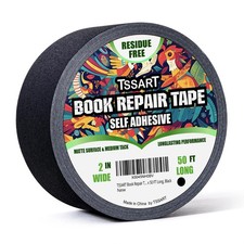 TSSART Book Repair Tape - Self Adhesive Matte Book Binding Tape 2 Inch Black